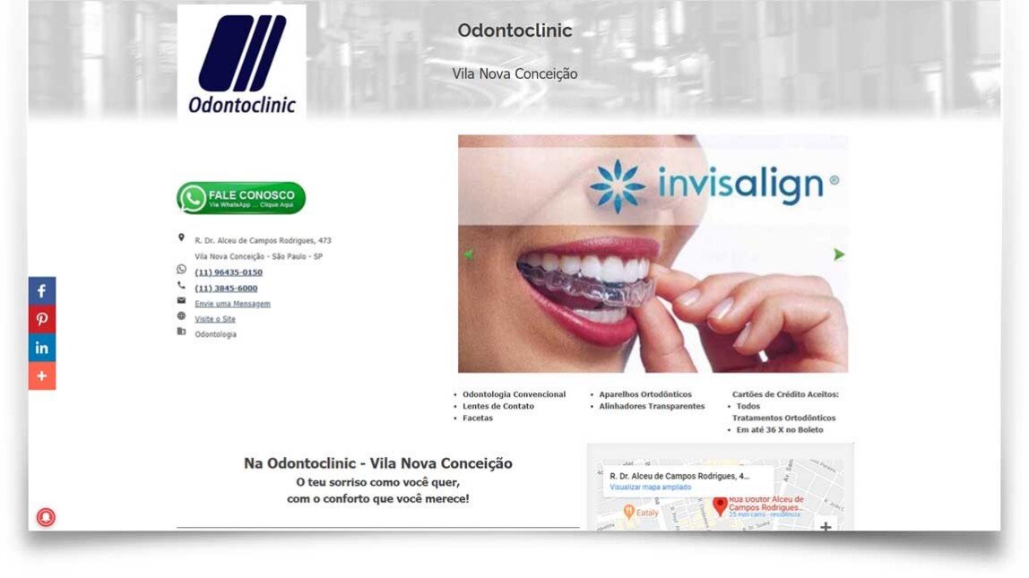 Imagem do hotsite da Odontoclinic Vila Nova Conceição configurado pela F55 Marketing Digital
