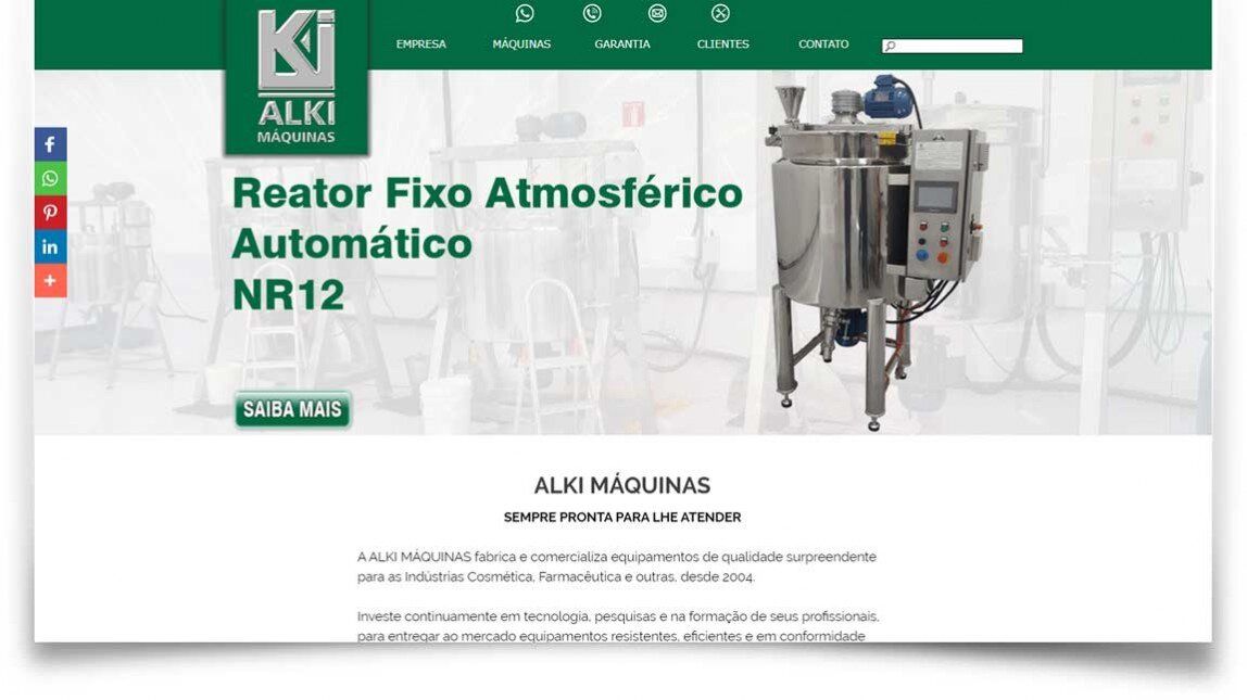 Imagem do website da ALKI Máquinas desenvolvido pela F55 Marketing Digital